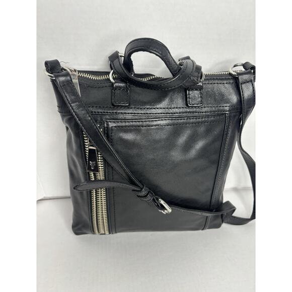 Frye black leather cross body / Top Handle Bag purse-tote-everyday bag- moto bag - Picture 12 of 16